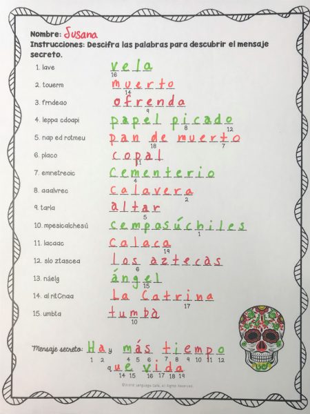 Day of the Dead Spanish Worksheets