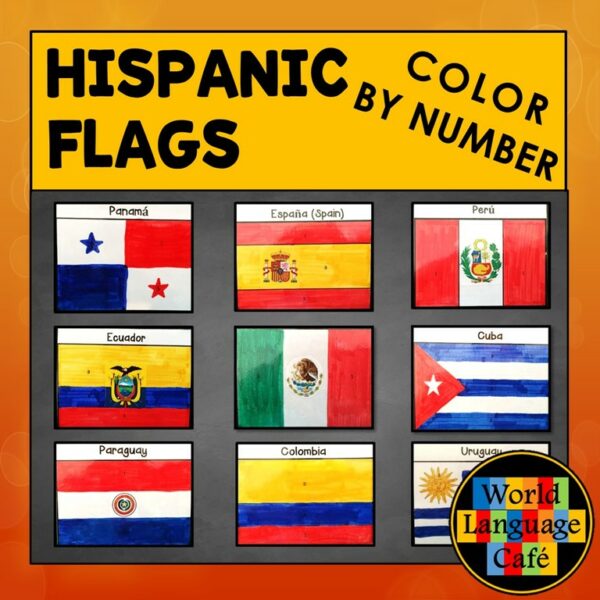Spanish Color by Number Flags