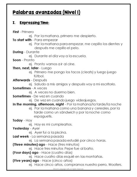 Spanish Transition Words